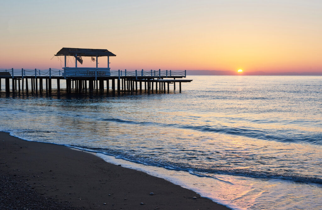 Coucher de soleil Floride, ponton sur la plage