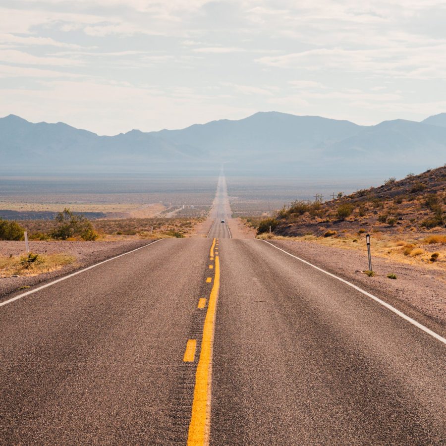 A vertical shot of a road